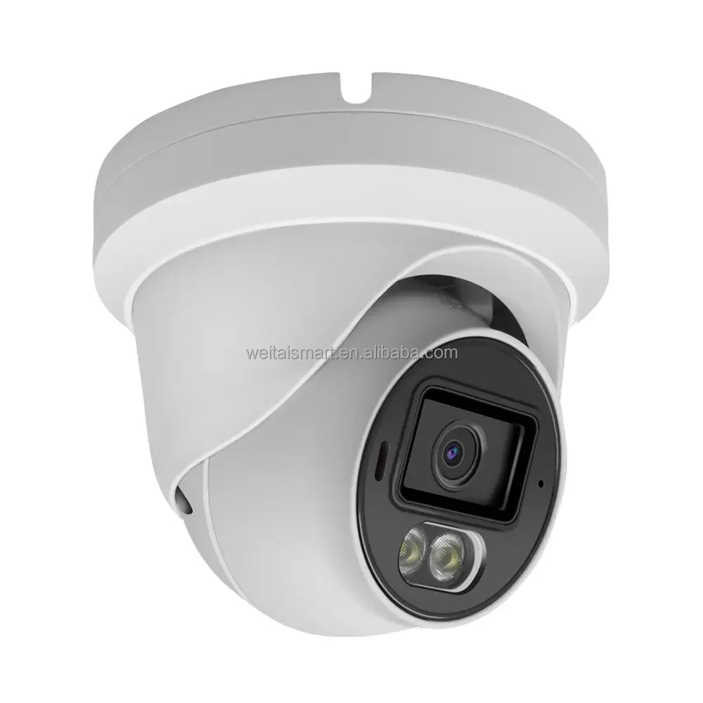 5MP 8MP CCTV Security Camera POE Mini Turret Network Dome Camera Full Color Night Vision CMOS Sensor Mic NVR Data Storage