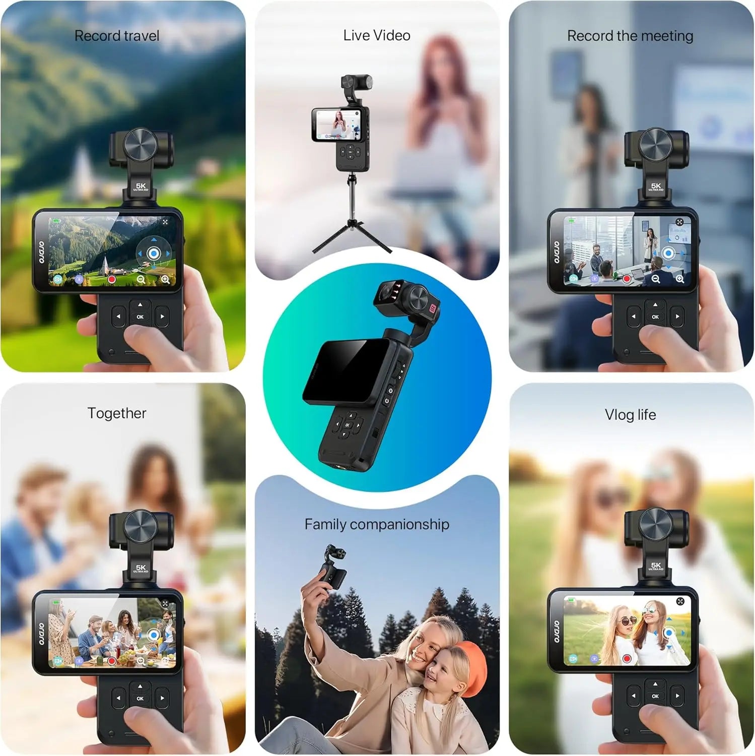 ORDRO M5 5K Vlogging Camera 3-Axis Stabilization 3.5'' Rotatable IPS Touchscreen 48MP 1/2.5'' CMOS 4K/60FPS Video IR