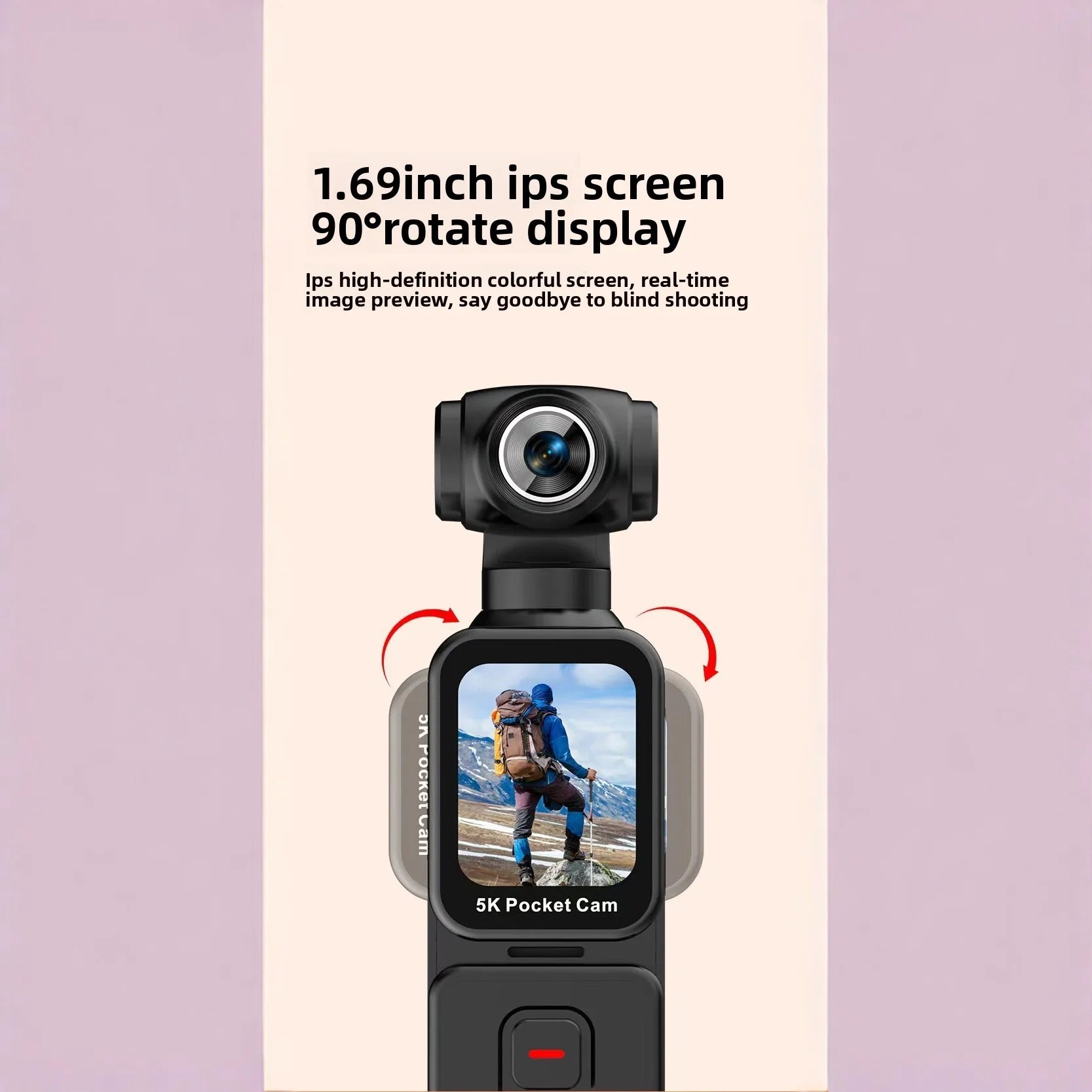 K28 HD 5K Support Sports Camera Outdoor Handheld Digital DV 1.69-inch Screen Rotating Lens Display TF Card
