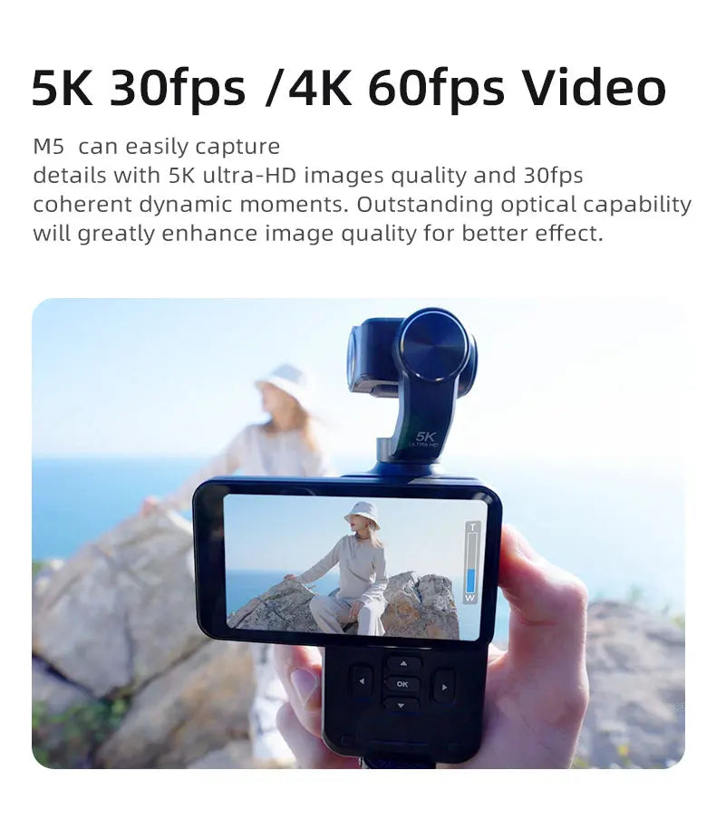 M5 Professional 4K Timelapse Pocket Camera Recording Function Vlogrs YouTubers Live Streamers Featuring AI face tracking