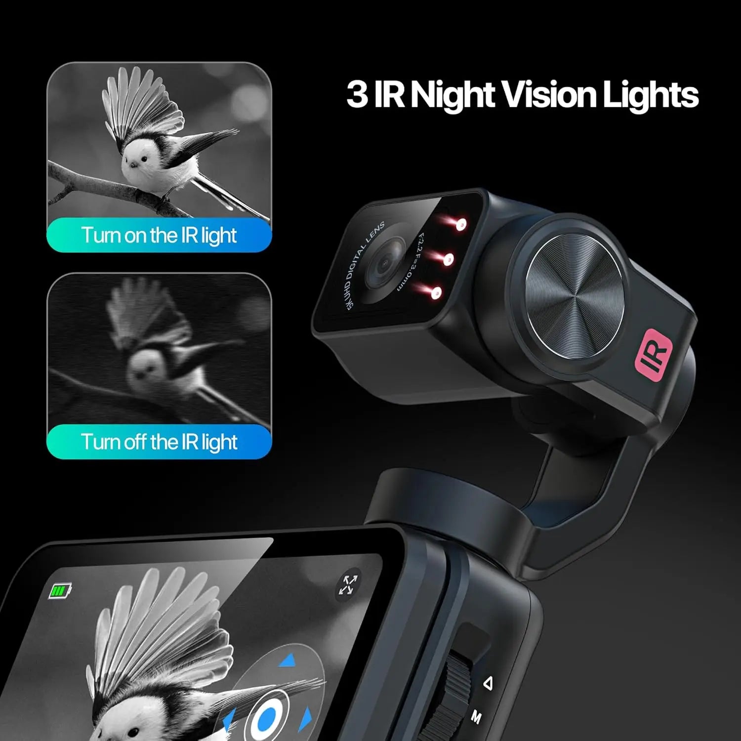 ORDRO M5 5K Vlogging Camera 3-Axis Stabilization 3.5'' Rotatable IPS Touchscreen 48MP 1/2.5'' CMOS 4K/60FPS Video IR