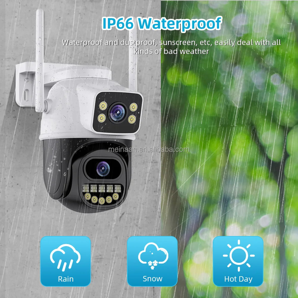 In Stock 8MP 4K Outdoor Video Wireless WiFi Network IP PTZ Camera ICSee APP Dual Lens CCTV WiFi Home Security Camera