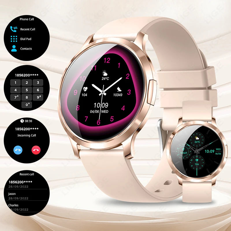 LIGE Women's 1.32" AMOLED Smart Watch, Slim Design, IP68 Water Resistant