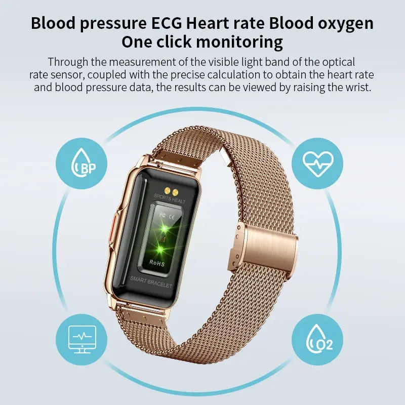 LIGE Women's Smart Watch with Steel Band, Bluetooth Calling, IP67 Water Resistant