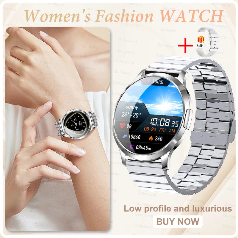 Women's 1.32" AMOLED Smart Watch with Bluetooth Calling, Elegant Steel Band