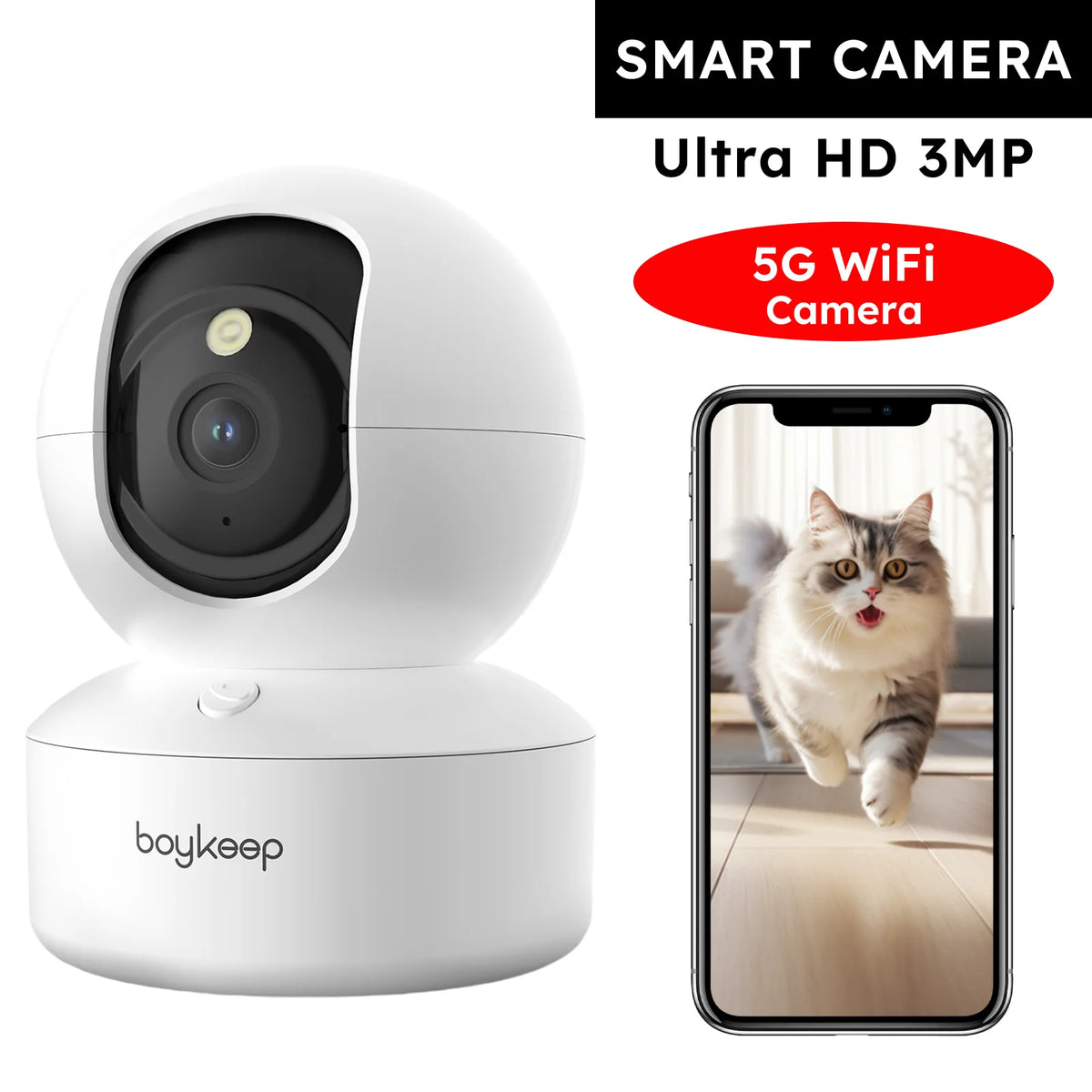 2K Pet Camera with Phone App – Dual-Band WiFi Dog & Cat Monitor with Two-Way Audio