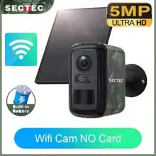 SECTEC 4G Solar Security Camera Outdoor 5MP Camouflage Wireless WiFi Battery Camera Color Night Vision PIR Human Detection IP66