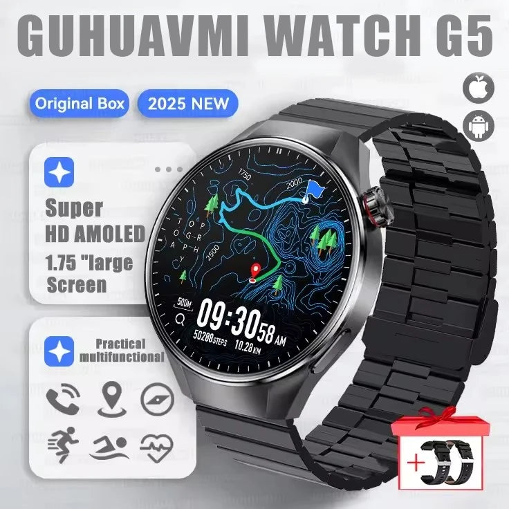 G5 Plus GPS Smart Watch for Men, 1.75" AMOLED, Compass, Bluetooth Calling, IP68
