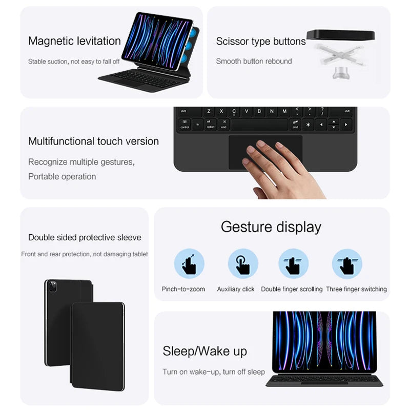 Touchpad Magic Keyboard Case for iPad Air 11"/13" & iPad Pro M4