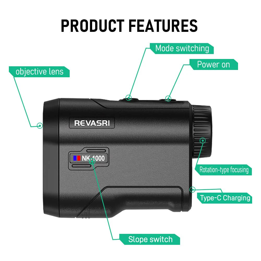 Golf Laser Rangefinder 600/1000M – Slope, Flag Lock & Vibration, Rechargeable