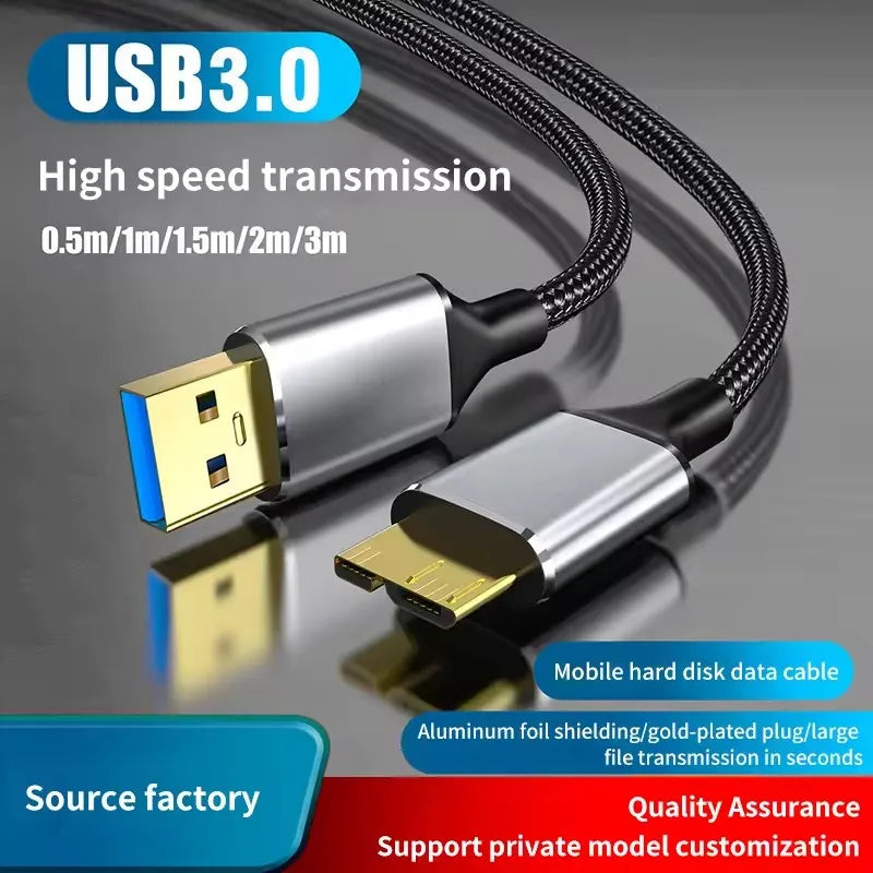 USB3.0 Type A  to Micro B External Hard Drive Disk Cable 5Gbps Fast Data Sync Cord Micro B USB3.0 HDD Cable for Samsung Toshiba