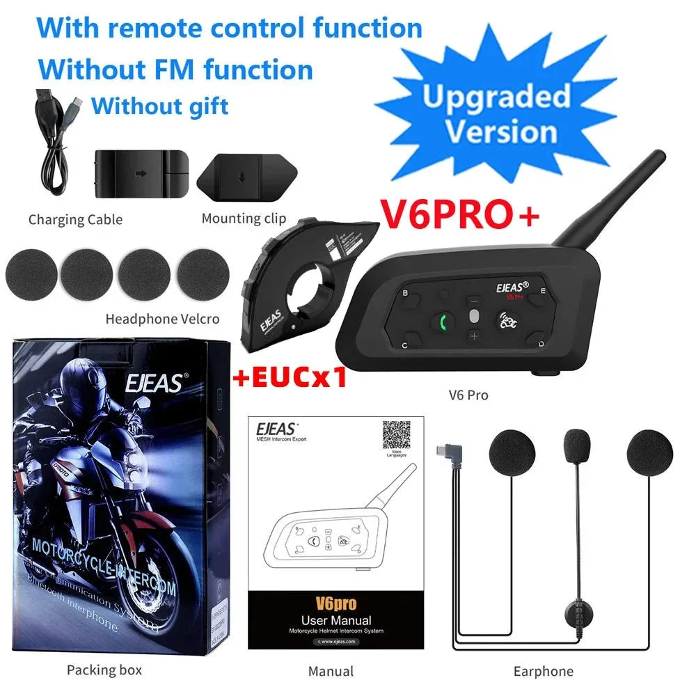 Motorcycle Helmet Bluetooth Intercom – 6 Riders, 800m Range, IP67 Waterproof