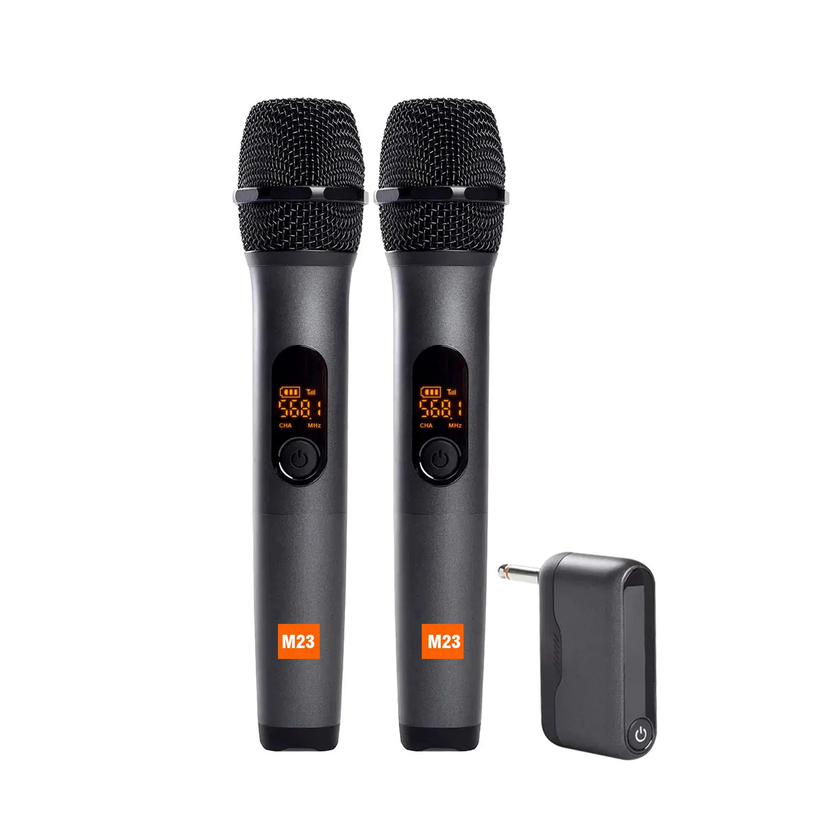 UHF Dual Wireless Microphone System – Karaoke Mics with Rechargeable Receiver