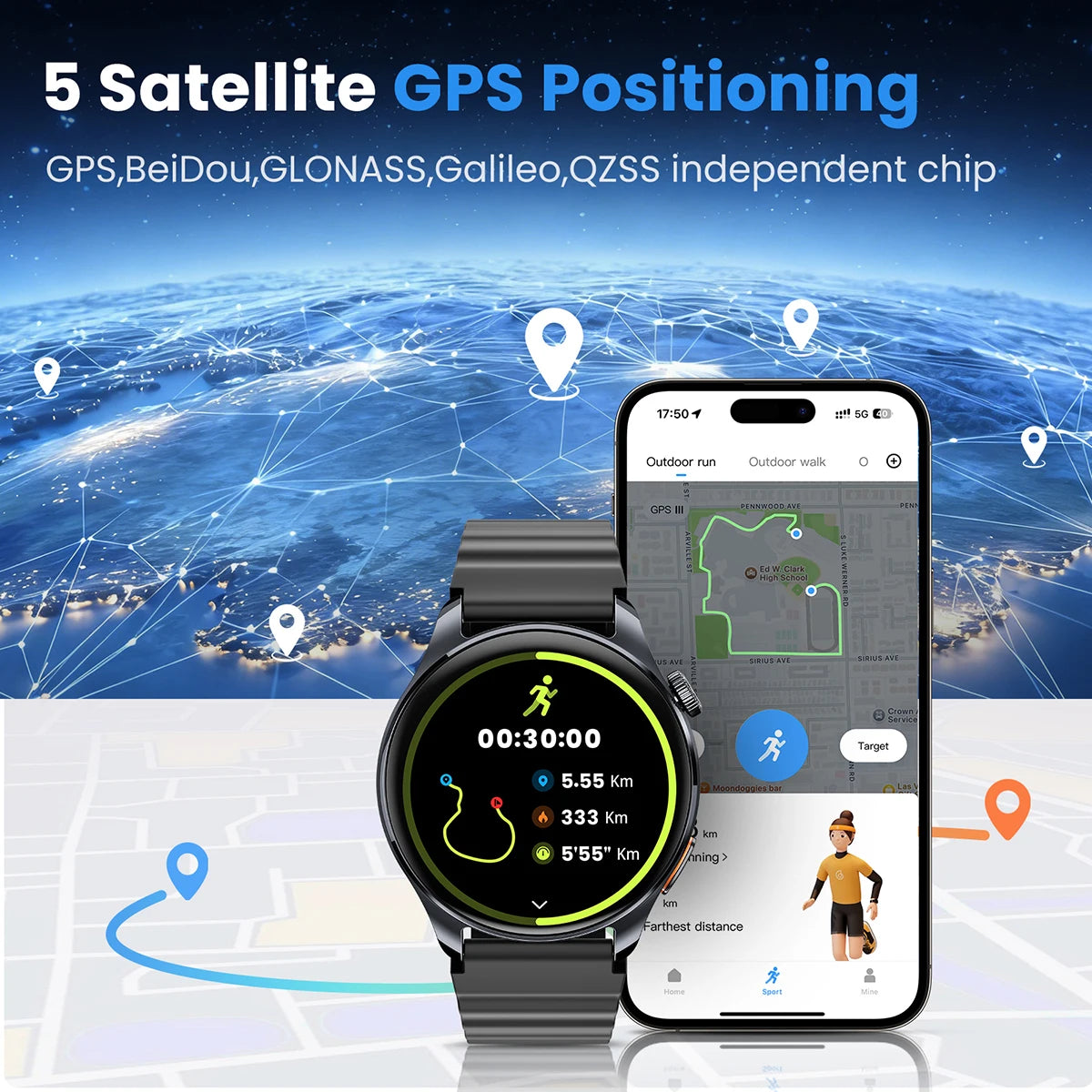HAYLOU Watch 4S GPS Smart Watch, 1.43" AMOLED Display, 120+ Workout Modes