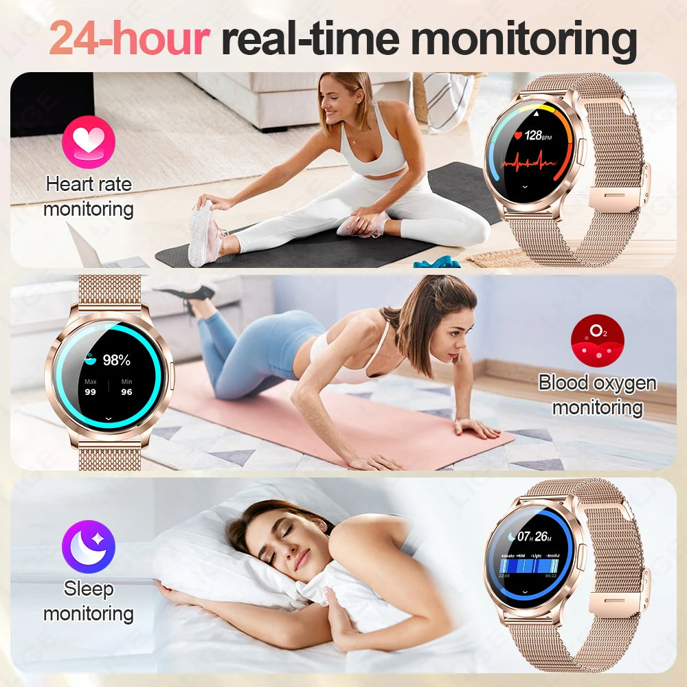 LIGE Women's 1.32" AMOLED Smart Watch, Slim Design, IP68 Water Resistant