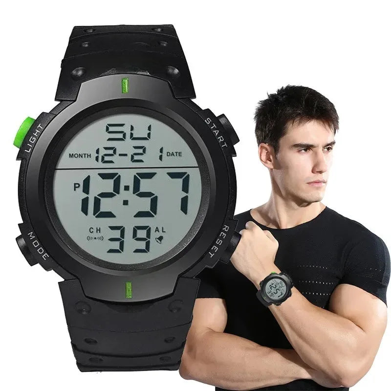 Men's Sport LED Digital Watch with Backlight, Chronograph & Alarm, Shock Resistant
