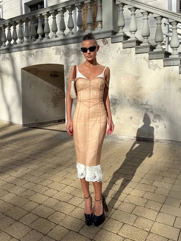 Elegant  Mesh Cover Up Maxi Dress Women Sleeveless Lace-trim Corset Long Dresses Ladies Summer Beach Party Vacation Outfit 2026