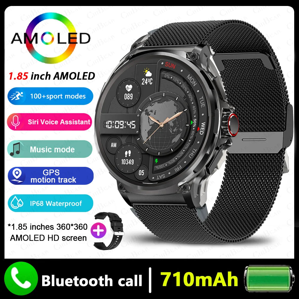 1.85" AMOLED Smart Watch with GPS Tracking, Bluetooth Calling & 710mAh Battery
