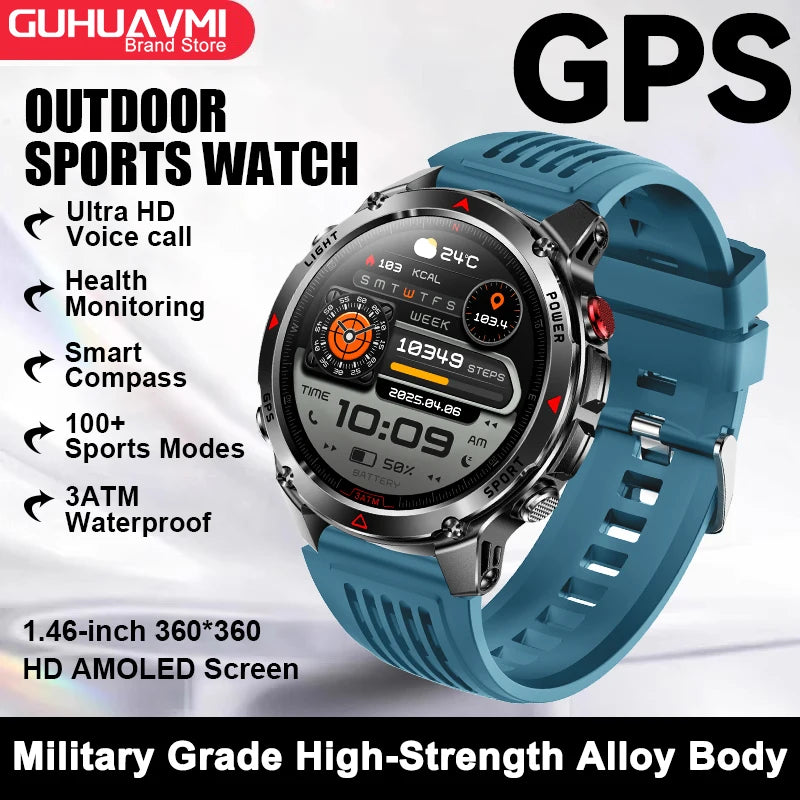 GPS Navigation Smart Watch with AMOLED Screen, Compass, NFC & Bluetooth Calling