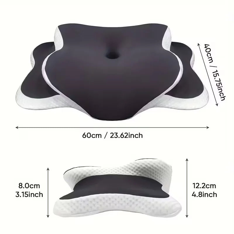 Memory Foam Butterfly Neck Pillow – Adjustable Height Contour Pillow for Side & Back Sleepers