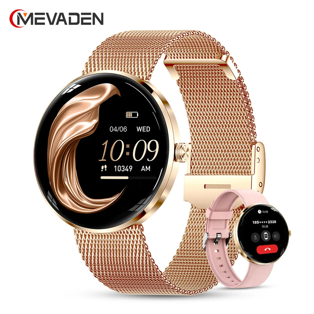 MEVADEN Women's Smart Watch, 1.43" AMOLED, 8.5mm Ultra-Thin Stainless Steel