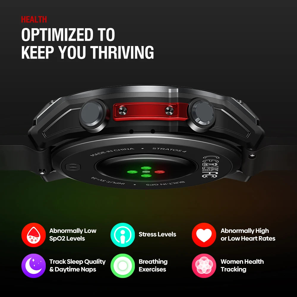 Zeblaze Stratos 4 GPS Smart Watch, 1.43" AMOLED, Compass, Altimeter, Flashlight