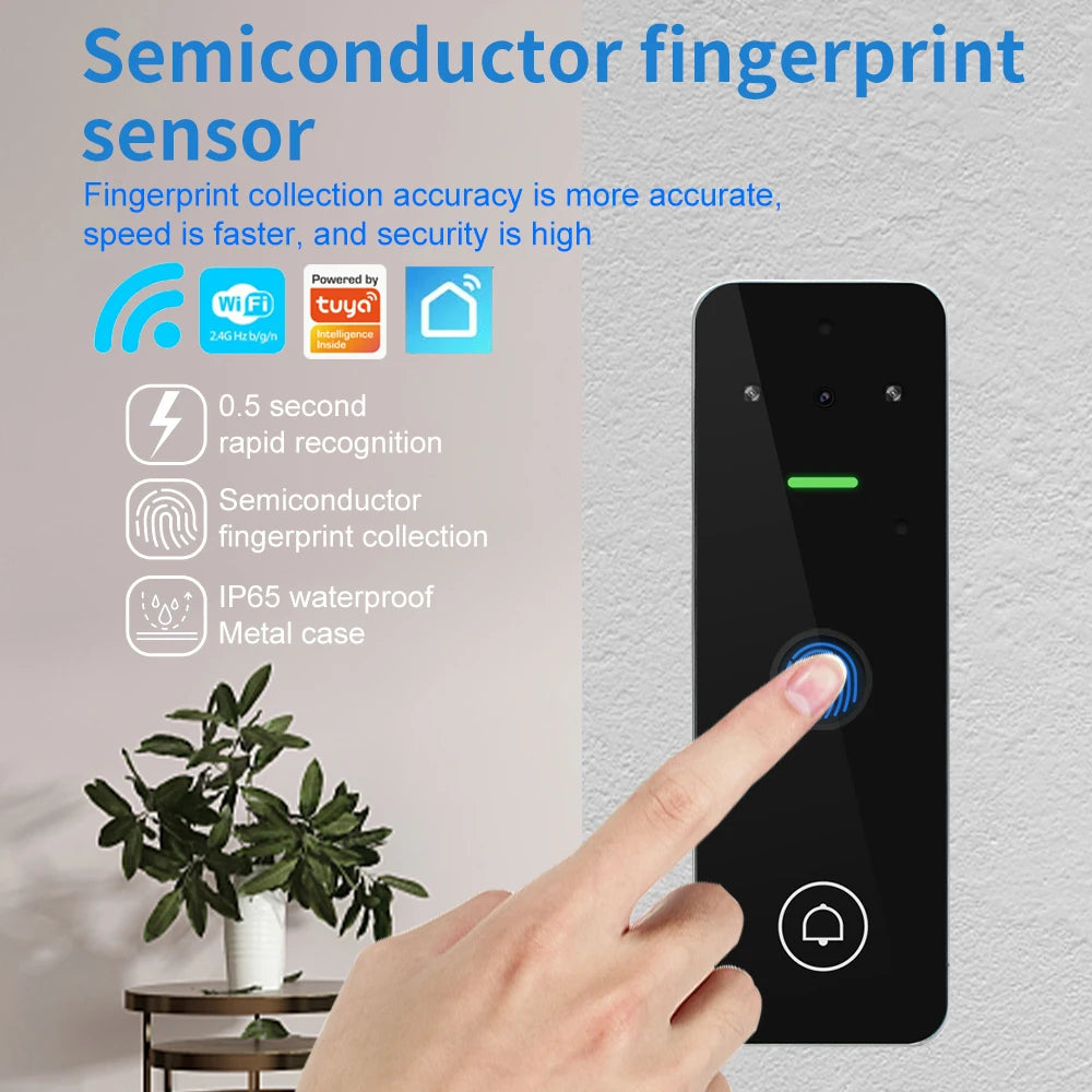 Support Tuya App Wifi Smart Access Control Video Doorbell Camera System Digital Electronic Lock Coder Digitcode Fingerprint Lock