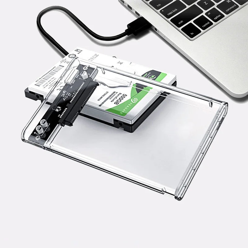 USB 3.0 SATA 2.5 inch Transparent SSD HDD hard drive Box Case HDD Enclosure+Type-C 3.1  Plug Mobile Phone External+Micro Cable