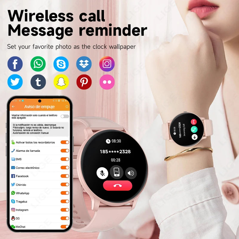 LIGE Unisex Smart Watch with Bluetooth Calling, 1.39" Display, Sports Modes