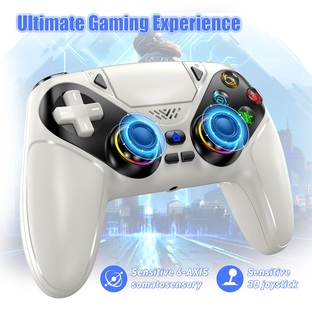 RGB Wireless Controller for PS5, PS4 & PC – Dual Vibration