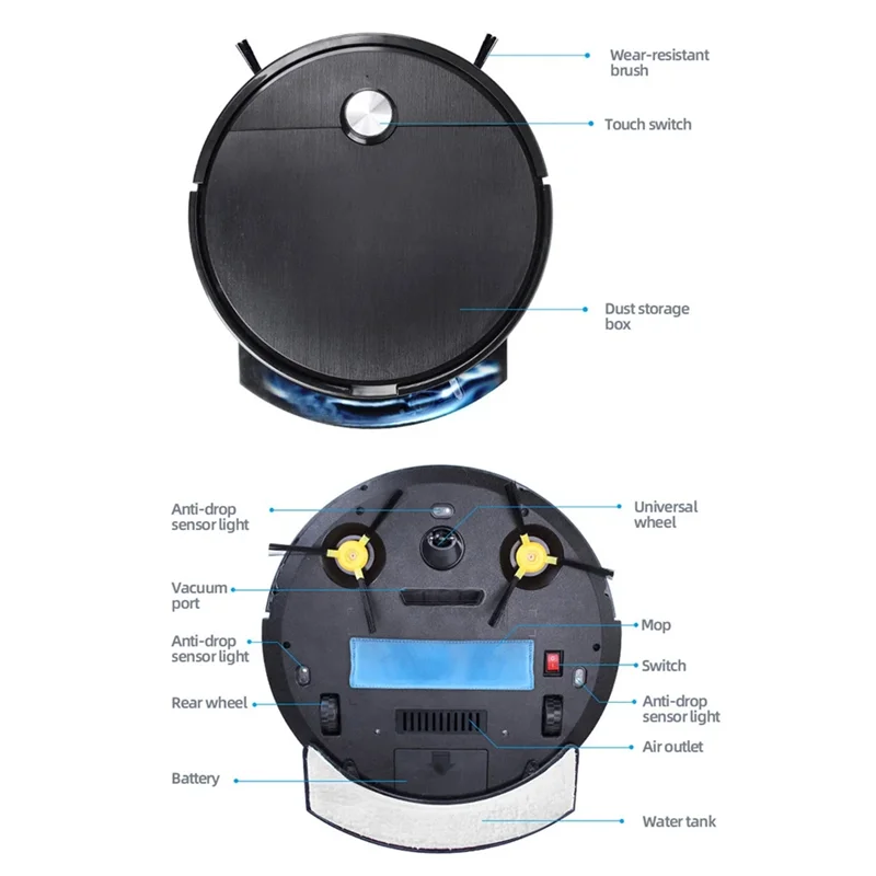 B64B-Intelligent Sweeping Robot Designed For Daily Cleaning With Water Tank,Anti-Tangle Low Noise