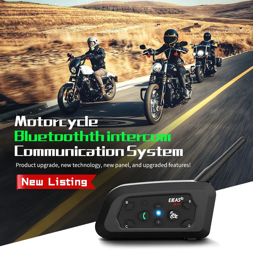 Motorcycle Helmet Bluetooth Intercom – 6 Riders, 800m Range, IP67 Waterproof