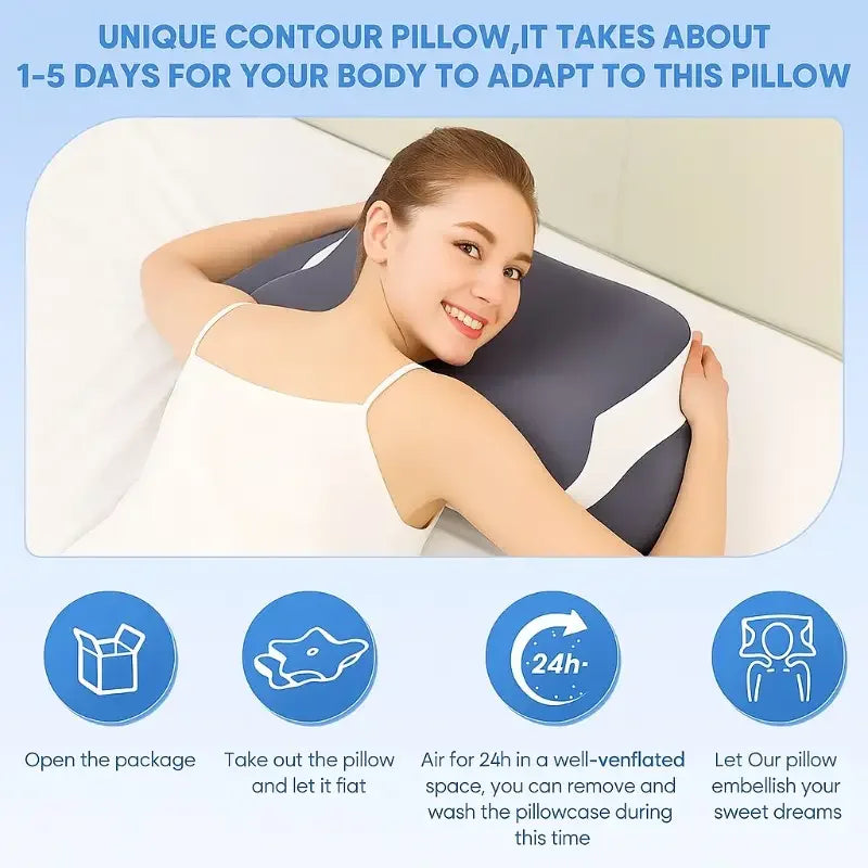 Memory Foam Butterfly Neck Pillow – Adjustable Height Contour Pillow for Side & Back Sleepers