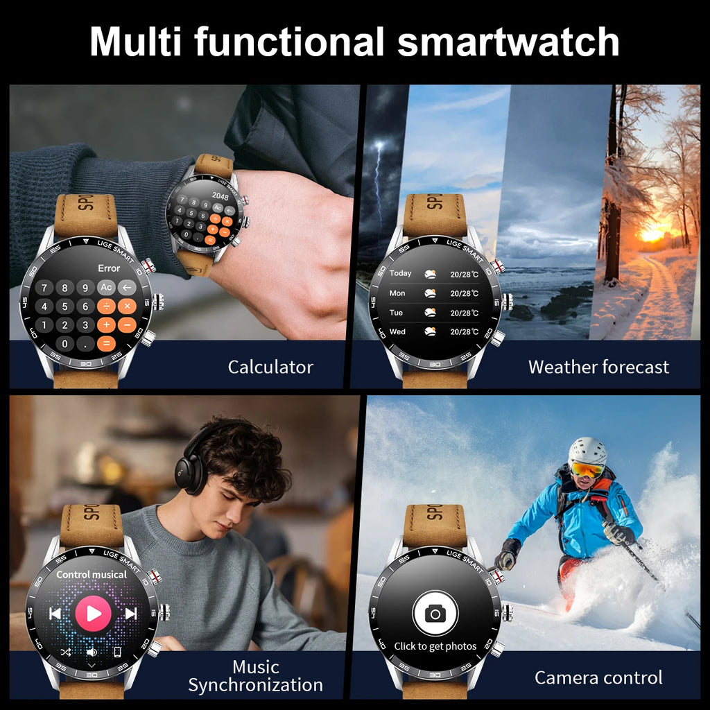 LIGE Rugged Military GPS Smart Watch for Men, AMOLED Display, Bluetooth Calling