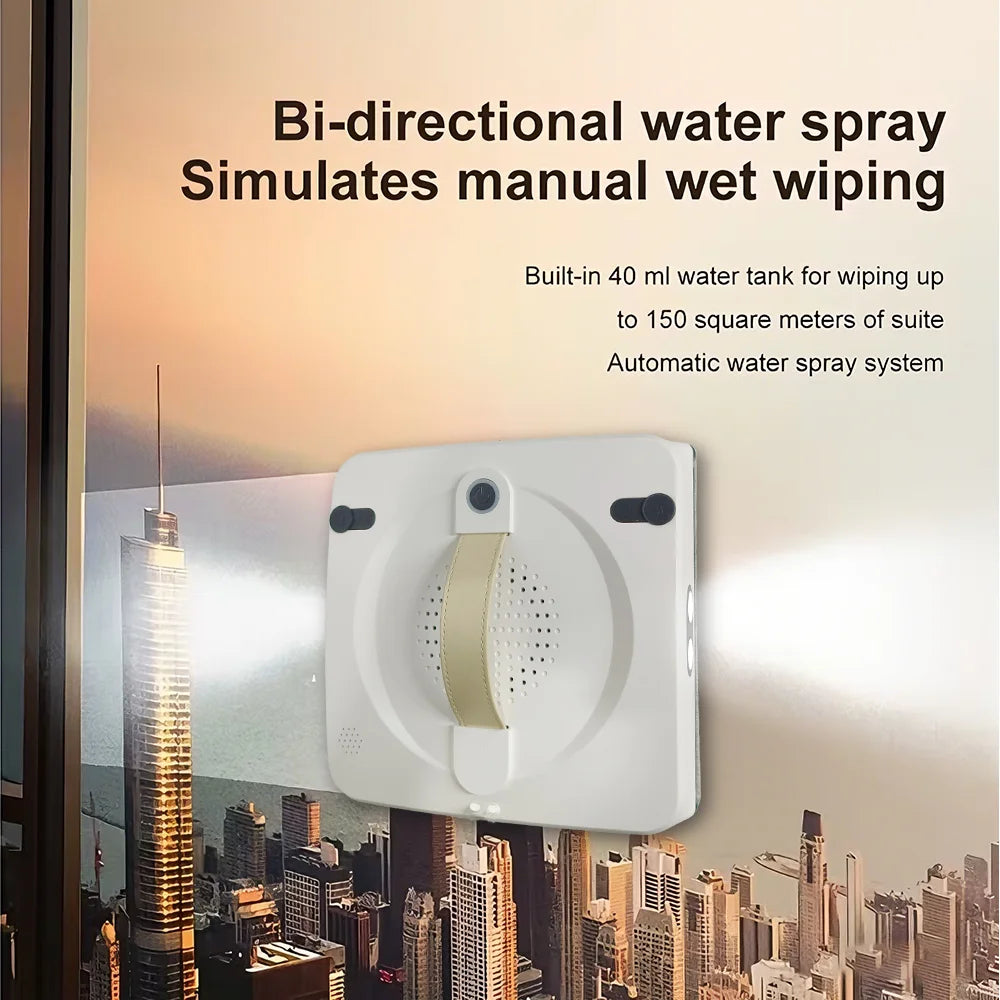 Window Cleaning Robot with 2-Way Water Spray Home Glass Floor Wall Cleaner with Laser Sensor Smart Navigation