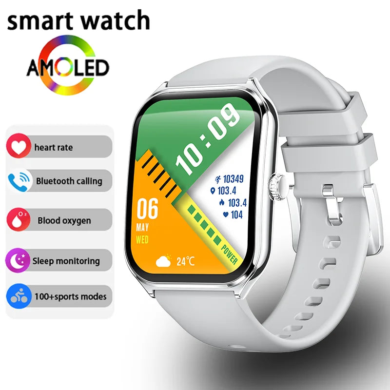 Ultra-Thin 1.96" AMOLED Smart Watch with Always-On Display & Bluetooth Calling