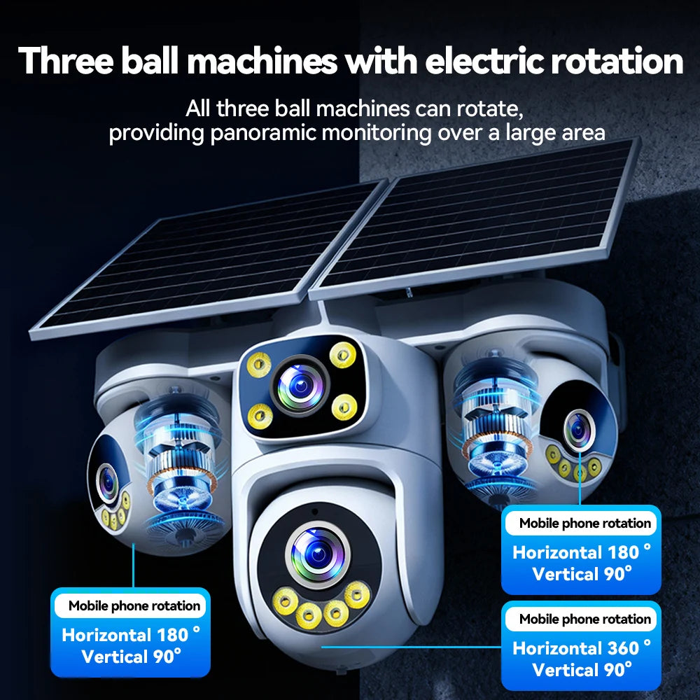 4-Screen 4G Solar Security Camera 20MP PTZ Outdoor Cam with AOV Mode 5X Zoom 12000mAh Battery Wireless CCTV Surveillance O-kam
