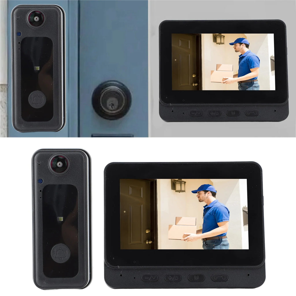 Wireless Doorbell Camera 8MP Video Doorbell Camera 170 Degree Wide Angle Fisheye Lens 2 Way Talk with Indoor Monitor for Villa