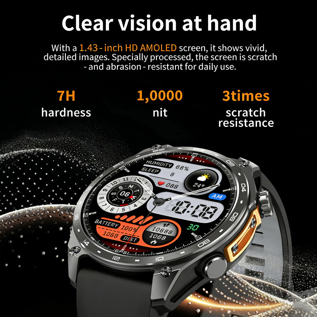 HD300 Pro Outdoor GPS Smart Watch with Offline Maps, 1.43" AMOLED, Bluetooth Calling