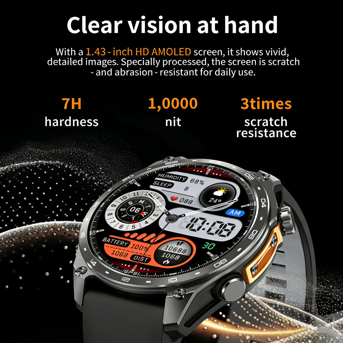 HD300 Pro Outdoor GPS Smart Watch with Offline Maps, 1.43" AMOLED, Bluetooth Calling