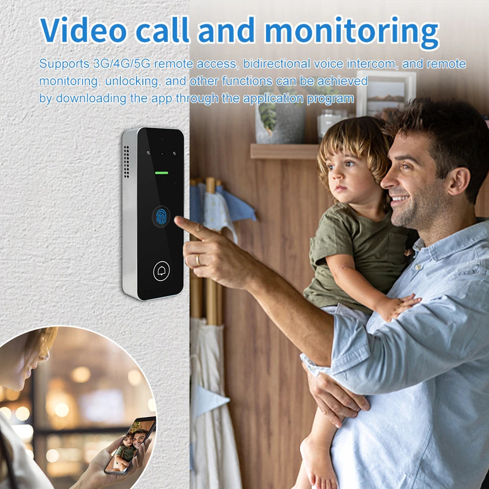 Support Tuya App Wifi Smart Access Control Video Doorbell Camera System Digital Electronic Lock Coder Digitcode Fingerprint Lock