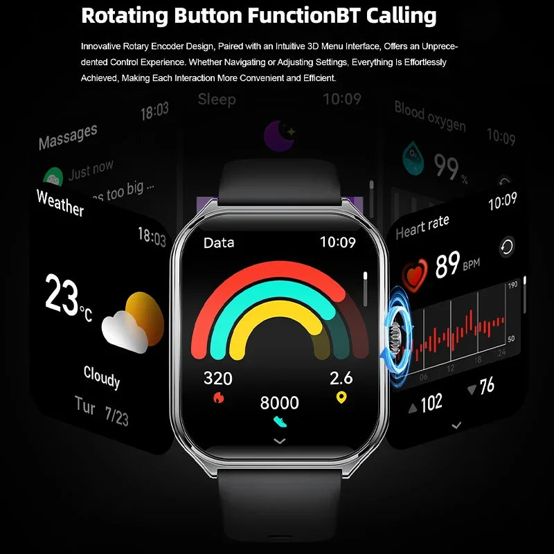 Ultra-Thin 1.96" AMOLED Smart Watch with Always-On Display & Bluetooth Calling