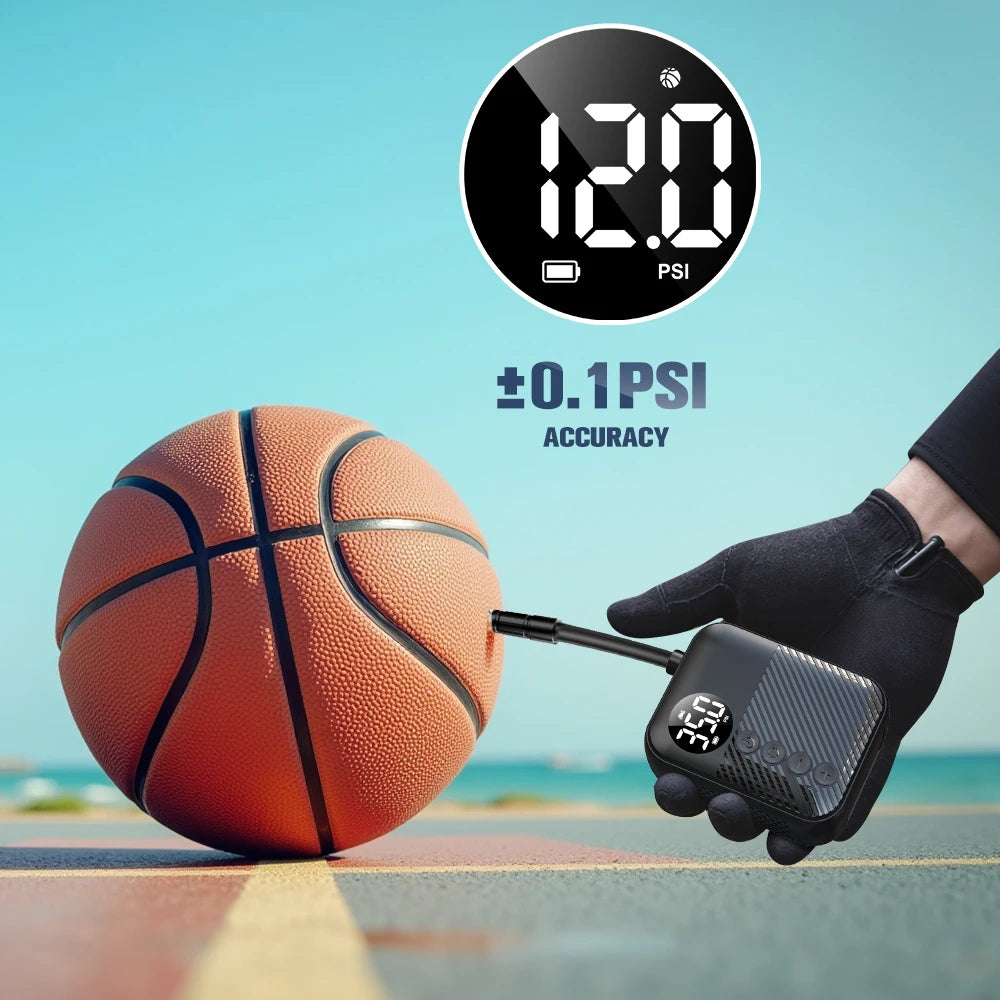Mini Portable Electric Bike Pump – Rechargeable Tire Inflator with Digital Gauge