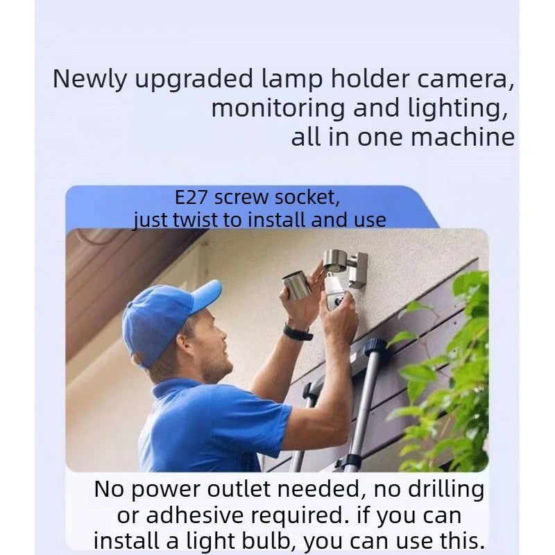 AI Lighting Bulb Security Camera, 3MP WiFi PTZ Indoor Camera, Voice Intercom Auto Tracking Night Vision