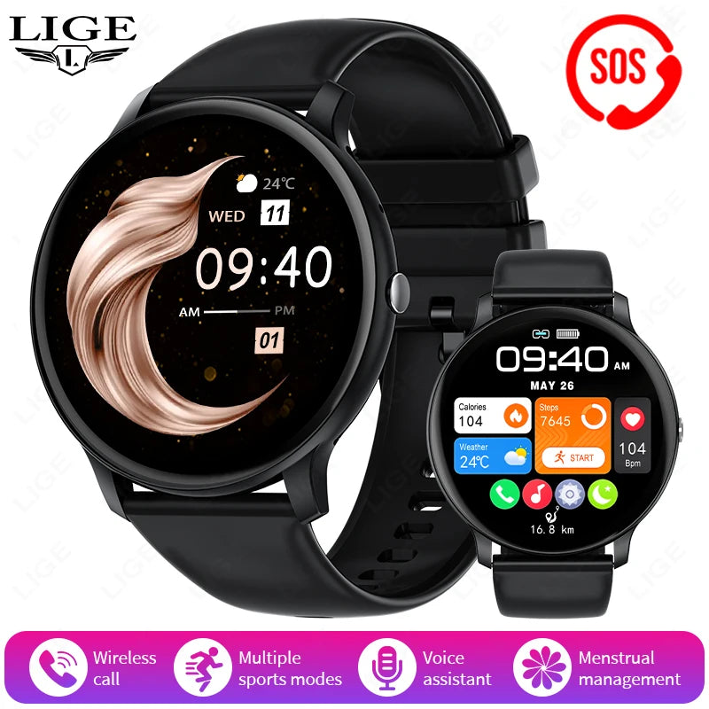 LIGE Unisex Smart Watch with Bluetooth Calling, 1.39" Display, Sports Modes