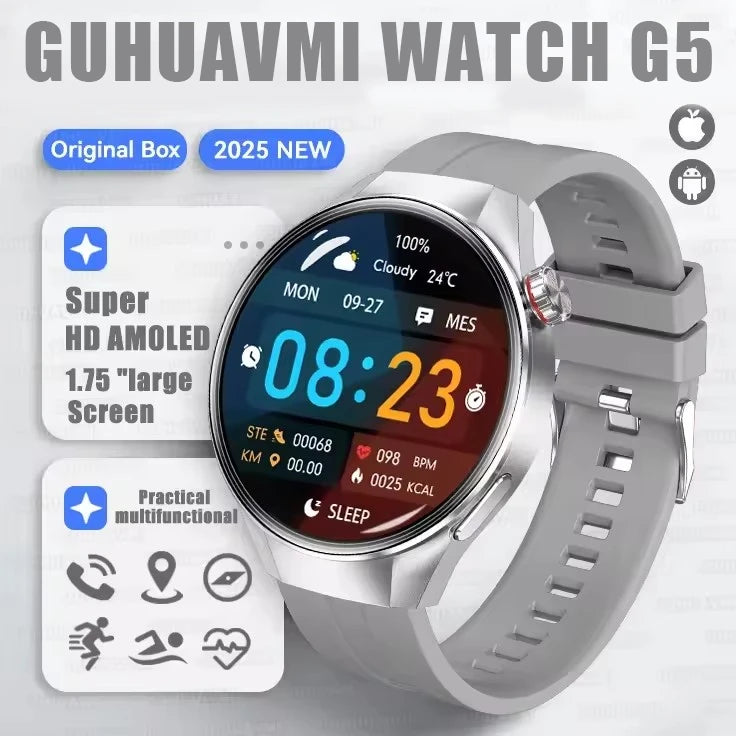 G5 Plus GPS Smart Watch for Men, 1.75" AMOLED, Compass, Bluetooth Calling, IP68