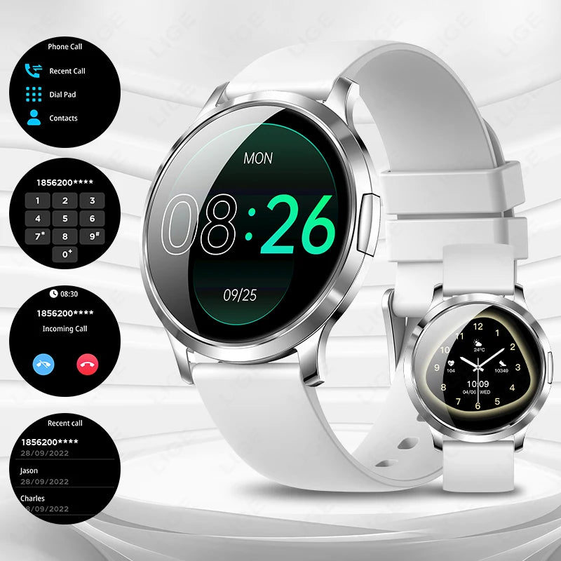 LIGE Women's 1.32" AMOLED Smart Watch, Slim Design, IP68 Water Resistant
