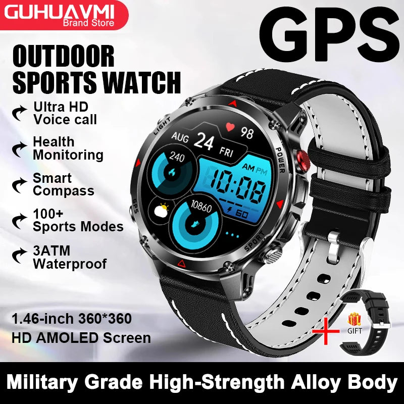 GPS Navigation Smart Watch with AMOLED Screen, Compass, NFC & Bluetooth Calling