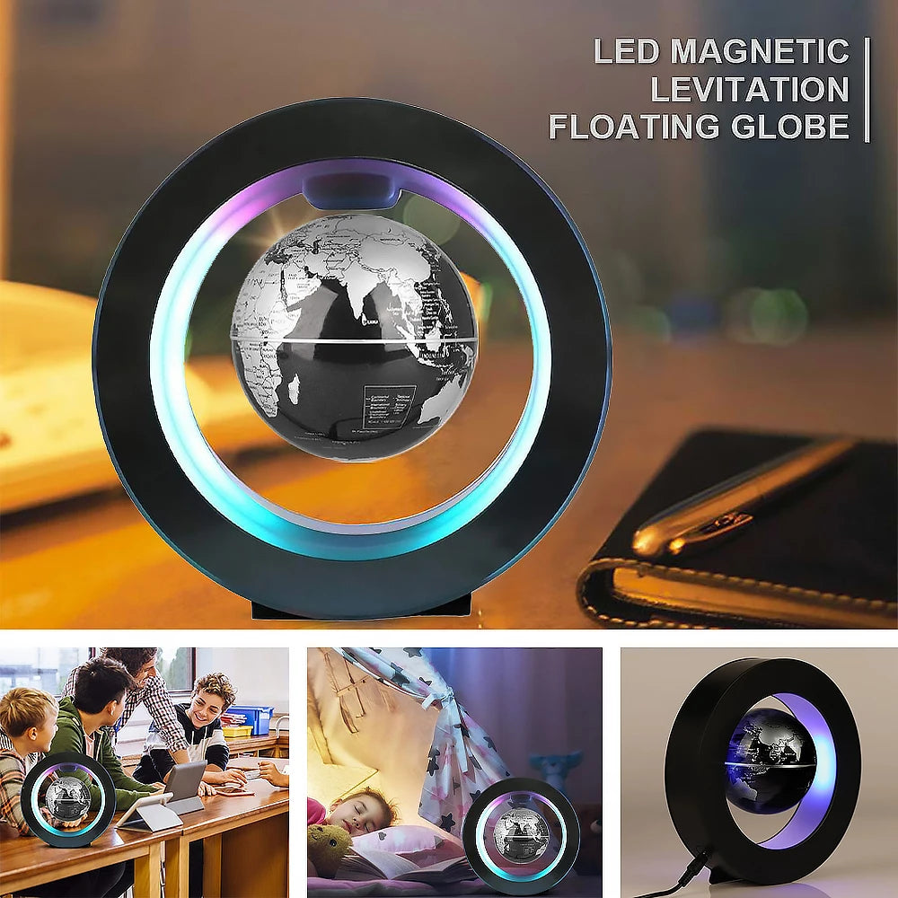 Floating Levitating Globe Lamp – Rotating World Map with LED Light