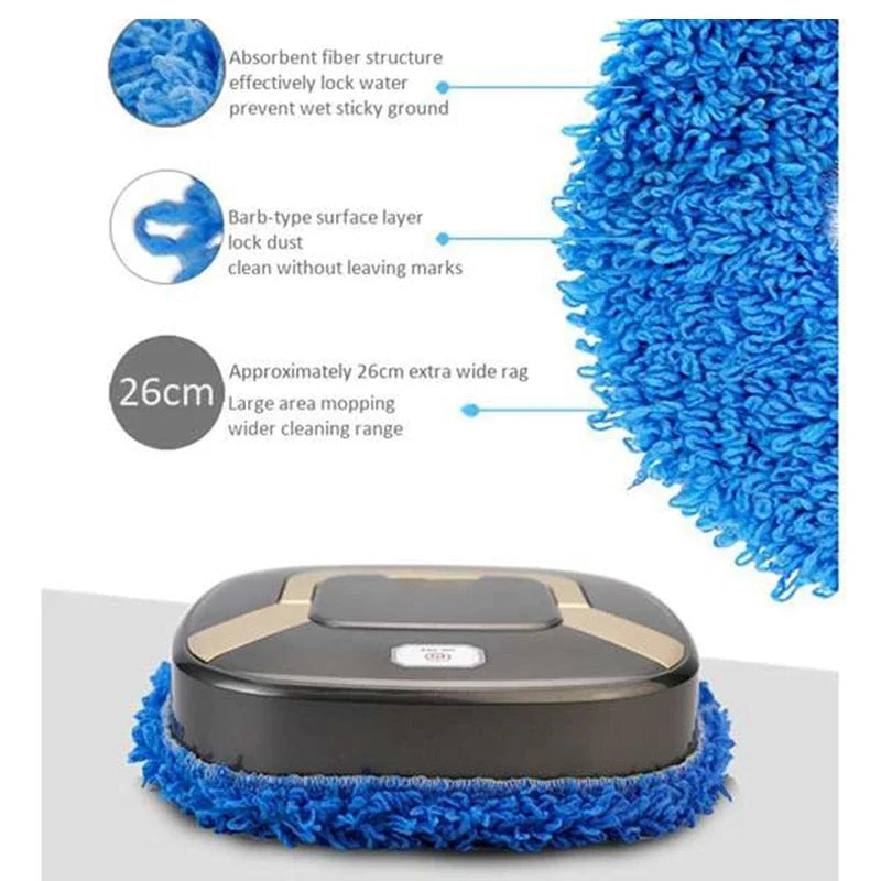 Smart Mopping Robot, Auto - Rotating Wet & Dry Mop, Hidden Handle & Low - Noise, Home/Pet/Lazy Cleaning Helper Electric Mop